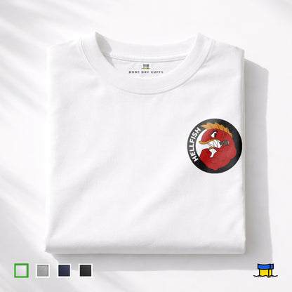 Folded-White Flying Hellfish Simpsons T-Shirt
